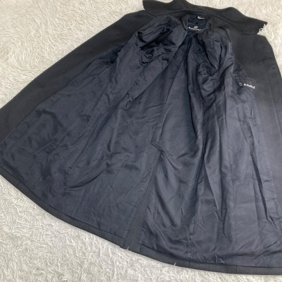 美品✨アクアスキュータム ヘリンボーン ウール ステンカラーコート ロングコート