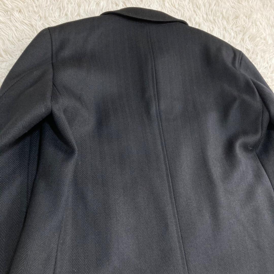 美品✨アクアスキュータム ヘリンボーン ウール ステンカラーコート ロングコート
