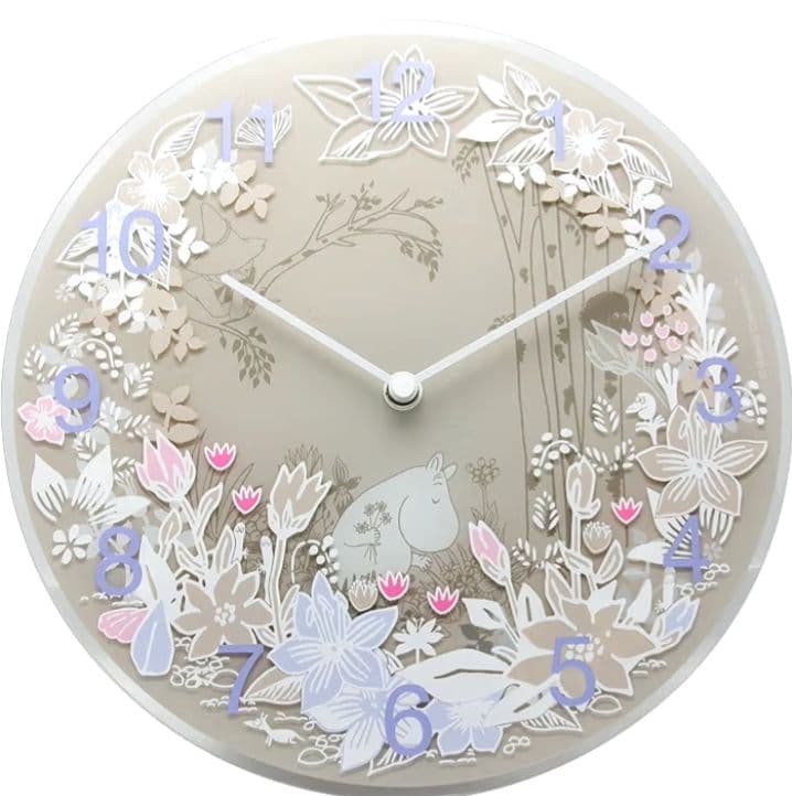 新品＊ ムーミン デザイン 掛け時計 ガラス 花 FLOWER　MOOMIN