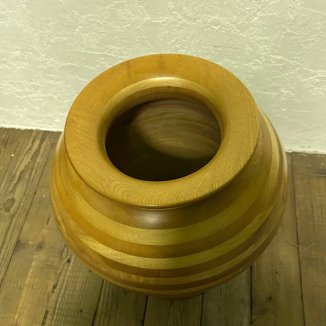 【希少】寄木 ろくろ フラワーベース(大47cm)