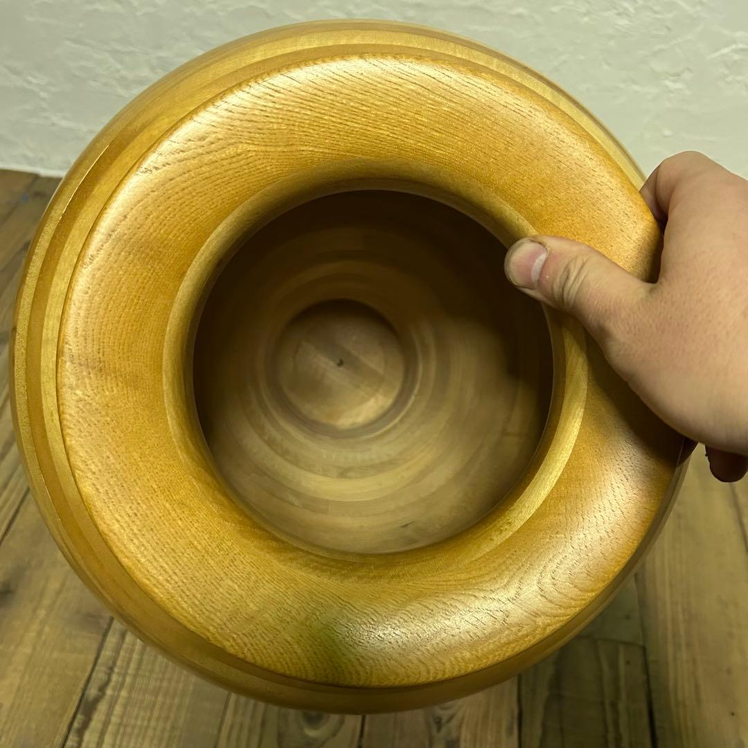 【希少】寄木 ろくろ フラワーベース(大47cm)