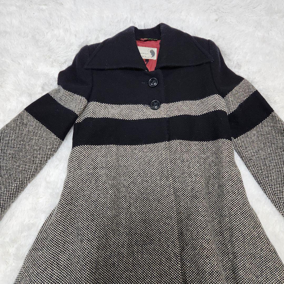 TOKYO NONNON ノンノン ロングコート ウールコート チェック 総柄