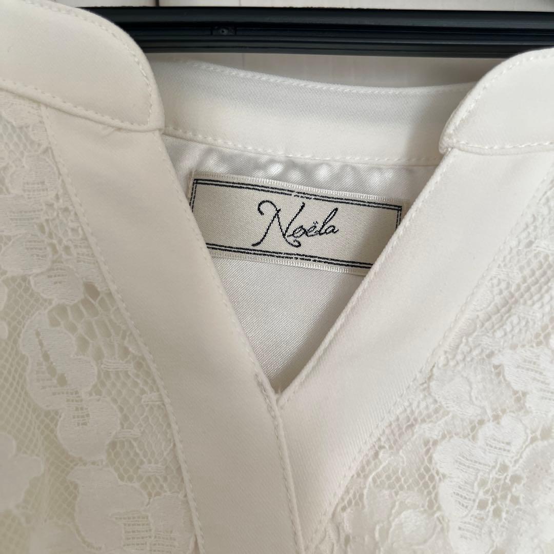 Noela ホワイト レースフリル ワンピース