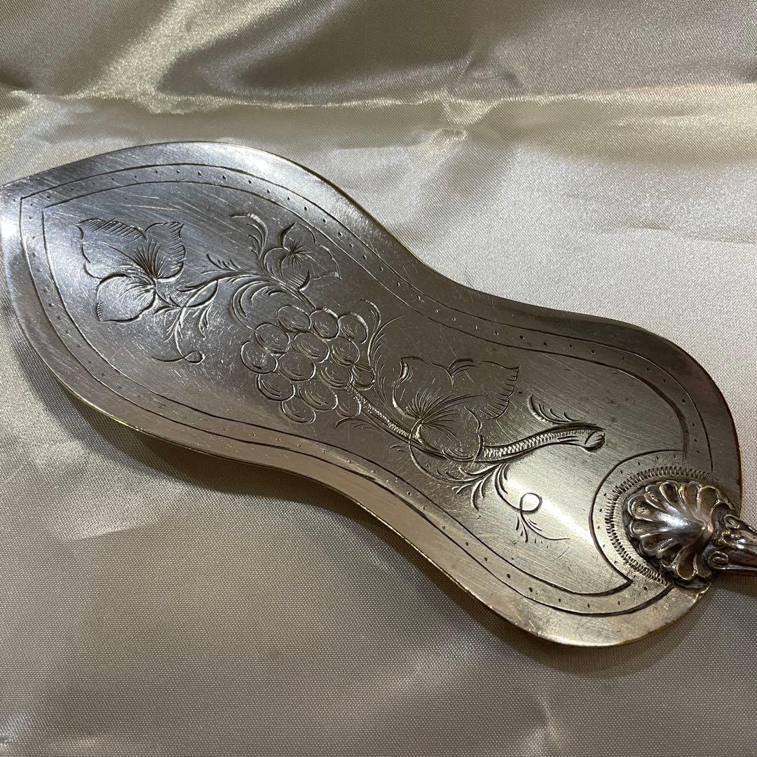 大型シルバーハンドル フードサービングショベル シルバープレート 32,2cm