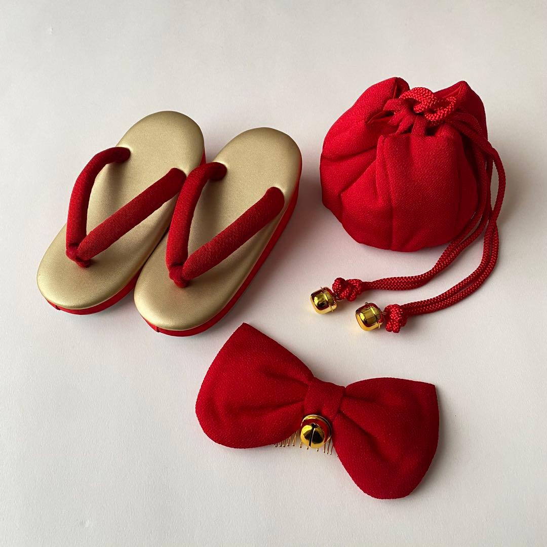 撫松庵　七五三　3歳女児　被布　三つ身着物10点セット　桜　折り鶴　黒地　753