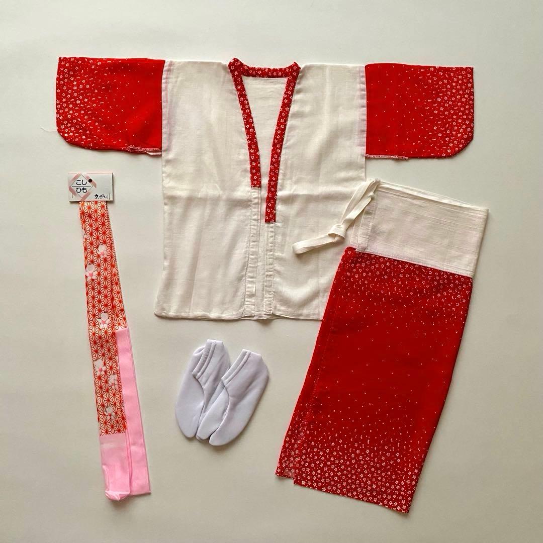 撫松庵　七五三　3歳女児　被布　三つ身着物10点セット　桜　折り鶴　黒地　753