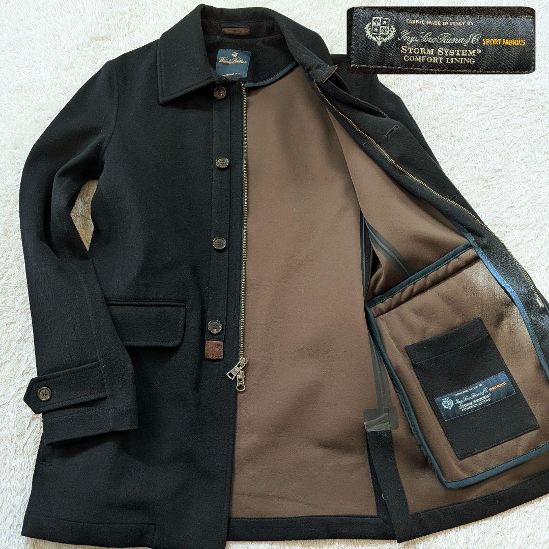 ブルックスブラザーズ　ロロピアーナ　ネイビー ステンカラーコート ウールコート