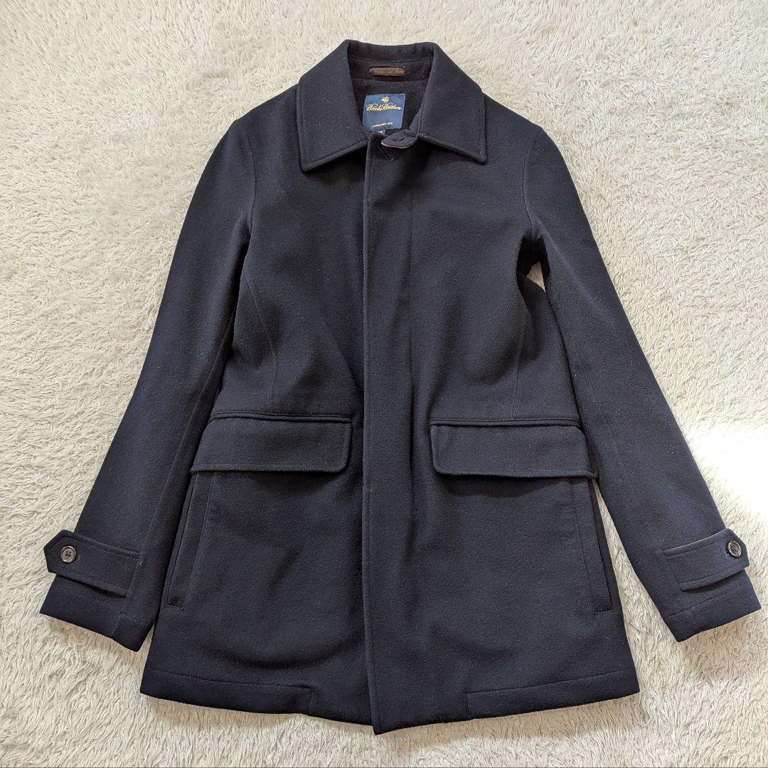 ブルックスブラザーズ　ロロピアーナ　ネイビー ステンカラーコート ウールコート