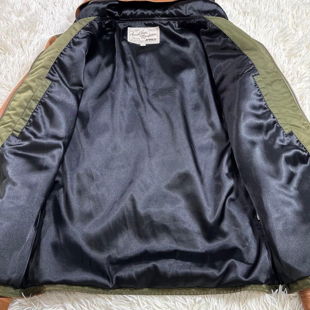 アビレックス レザー切替 フーディ MA-1 ジャケット XL 羊革 ミリタリー