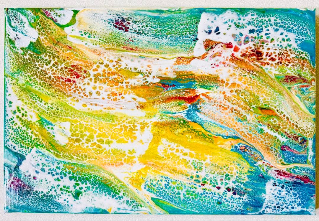 原画　アクリル画　波　光アート 作品名 【 瑞波 -Zuiha- 】