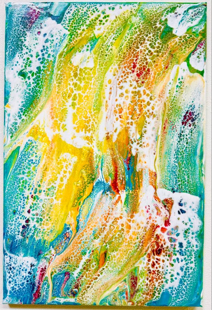 原画　アクリル画　波　光アート 作品名 【 瑞波 -Zuiha- 】