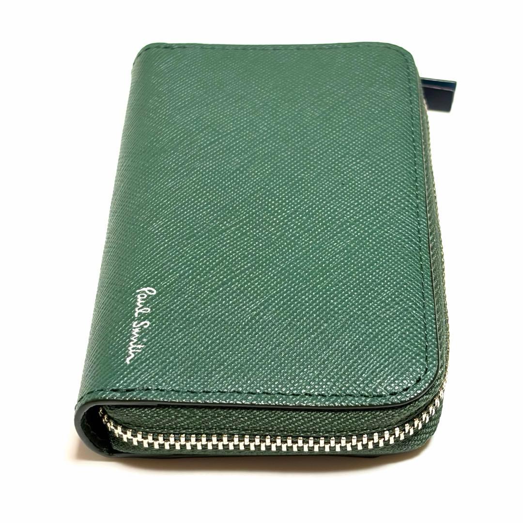 Paul Smith ケース ラウンドジップ グリーン 美品 未使用に近い