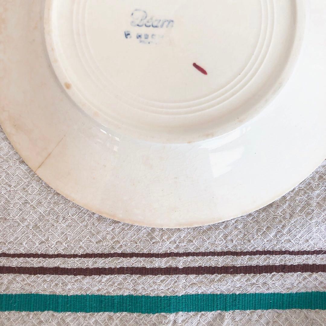 希少 クレイユモントローHBCM べアン バスク柄　ディナープレートB フランス