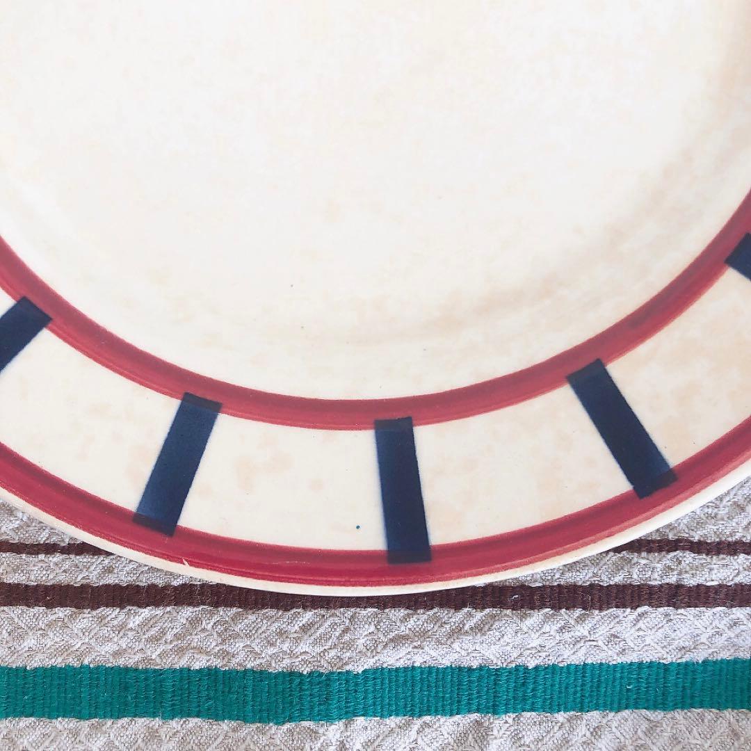 希少 クレイユモントローHBCM べアン バスク柄　ディナープレートB フランス