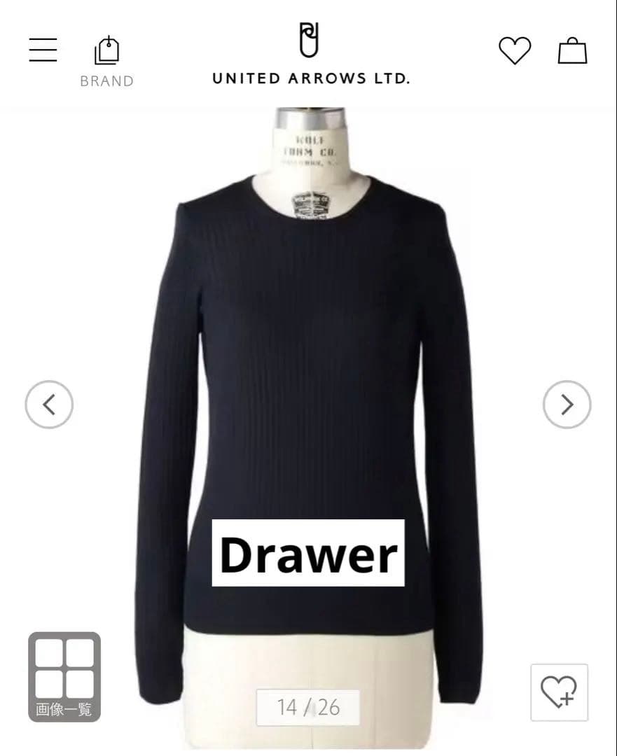 Drawer 18G カシミヤシルク　リブクルーネック　ニット　ドゥロワー