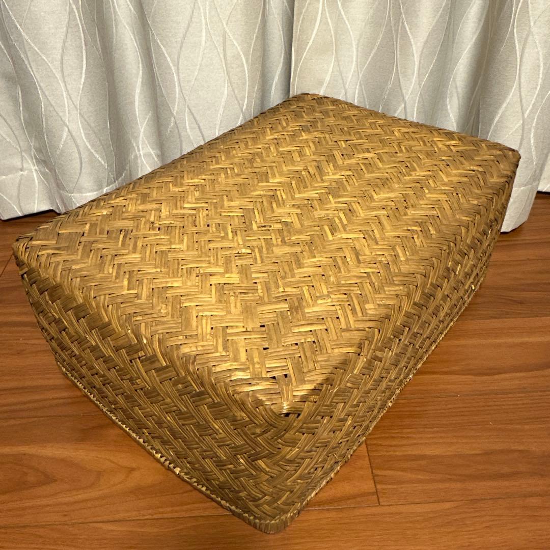 竹籠　竹行李　古道具　アンティーク　竹籠　収納　カゴ　昭和レトロ　長方形