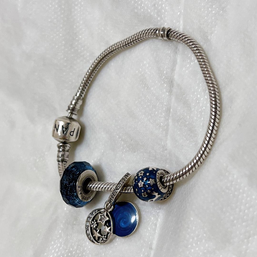 PANDORA ブレスレット　チャーム　シルバー　青　星
