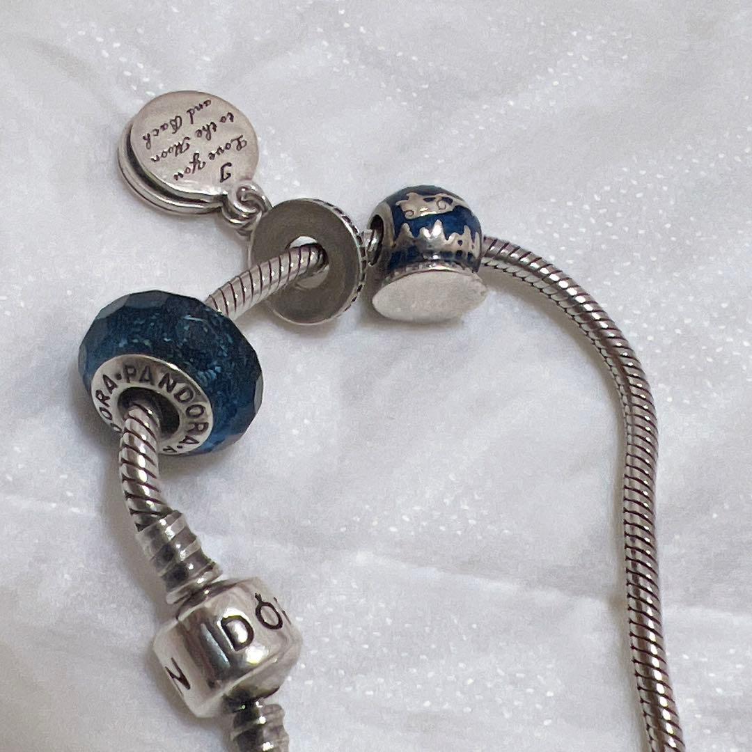 PANDORA ブレスレット　チャーム　シルバー　青　星