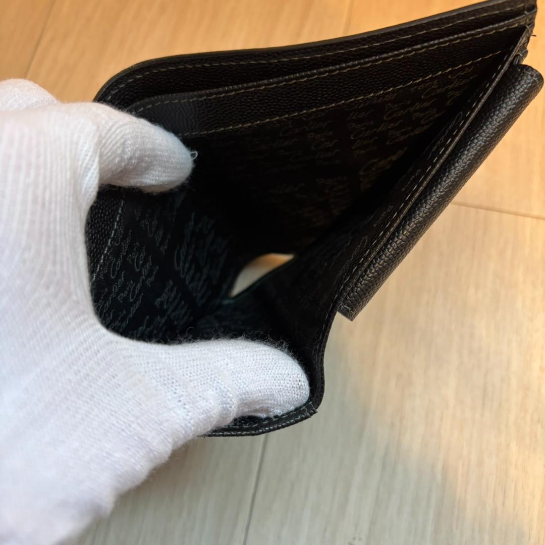 【美品】Cartier カルティエ サントス 二つ折り財布 ロゴプレート