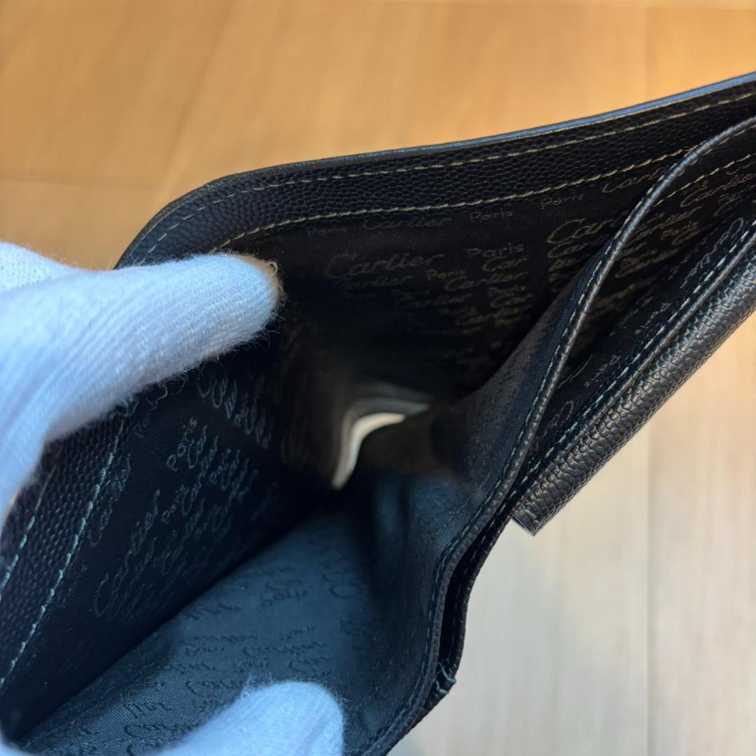 【美品】Cartier カルティエ サントス 二つ折り財布 ロゴプレート