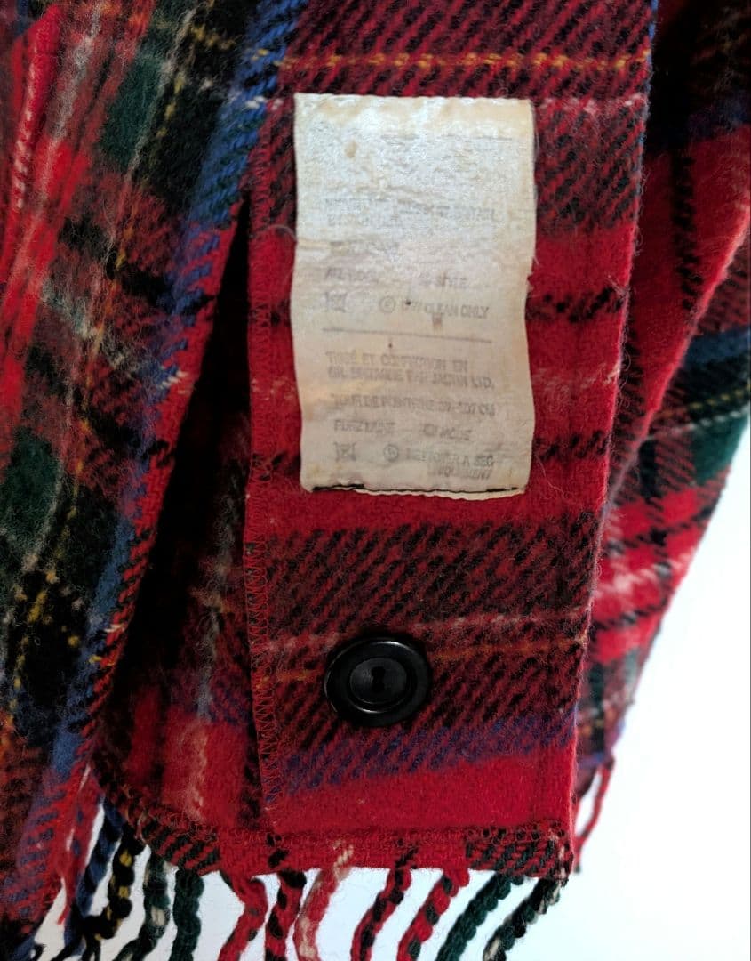 60's　70's　ヴィンテージ　タータンチェック　ケープジャケット　フード付き