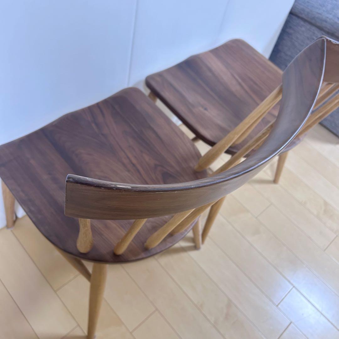 アコールチェア　ウィンザー　ウォールナット無垢　オーク無垢　座刳り加工アーコール