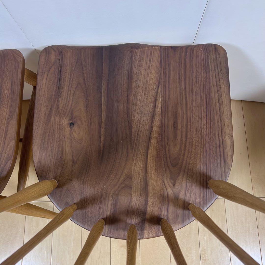 アコールチェア　ウィンザー　ウォールナット無垢　オーク無垢　座刳り加工アーコール