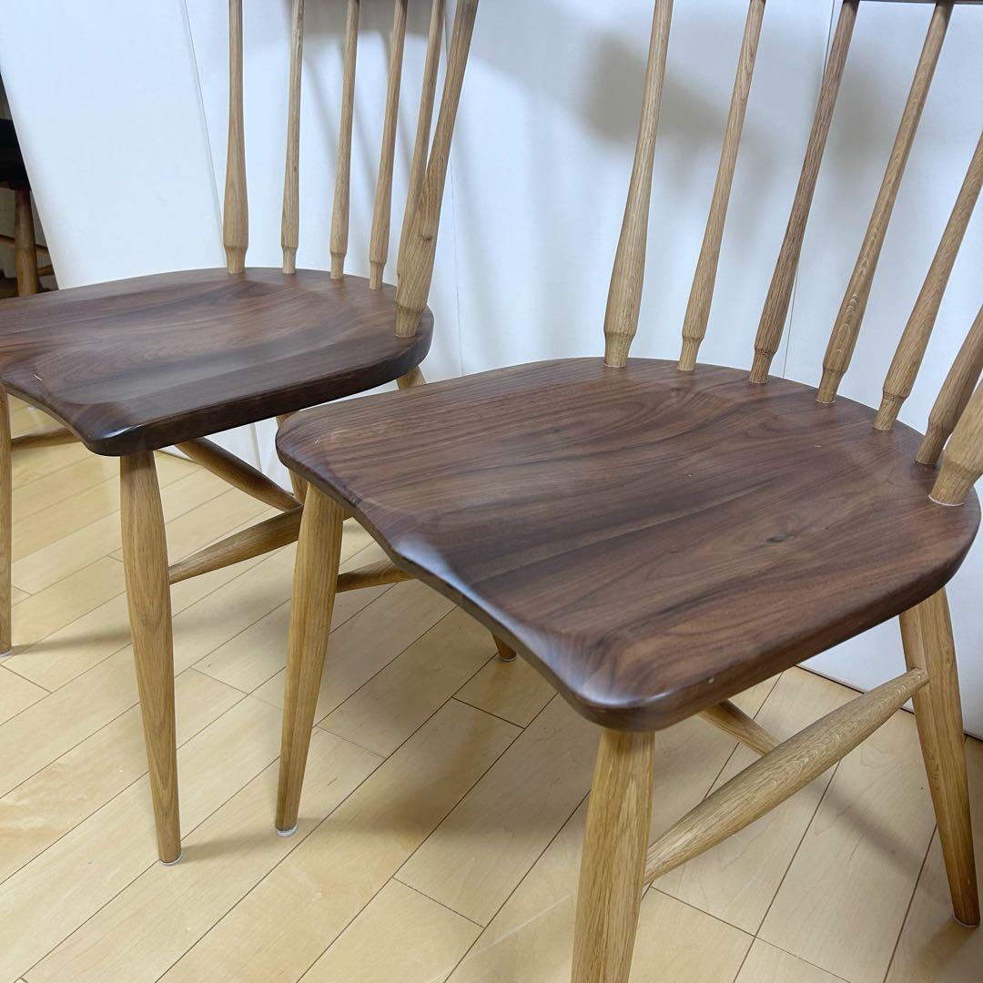 アコールチェア　ウィンザー　ウォールナット無垢　オーク無垢　座刳り加工アーコール