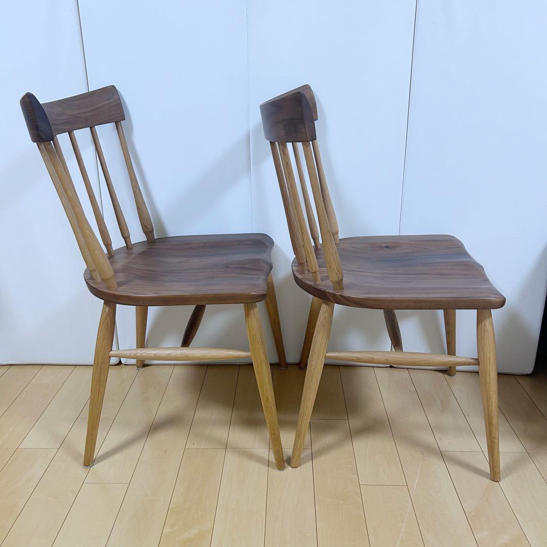 アコールチェア　ウィンザー　ウォールナット無垢　オーク無垢　座刳り加工アーコール