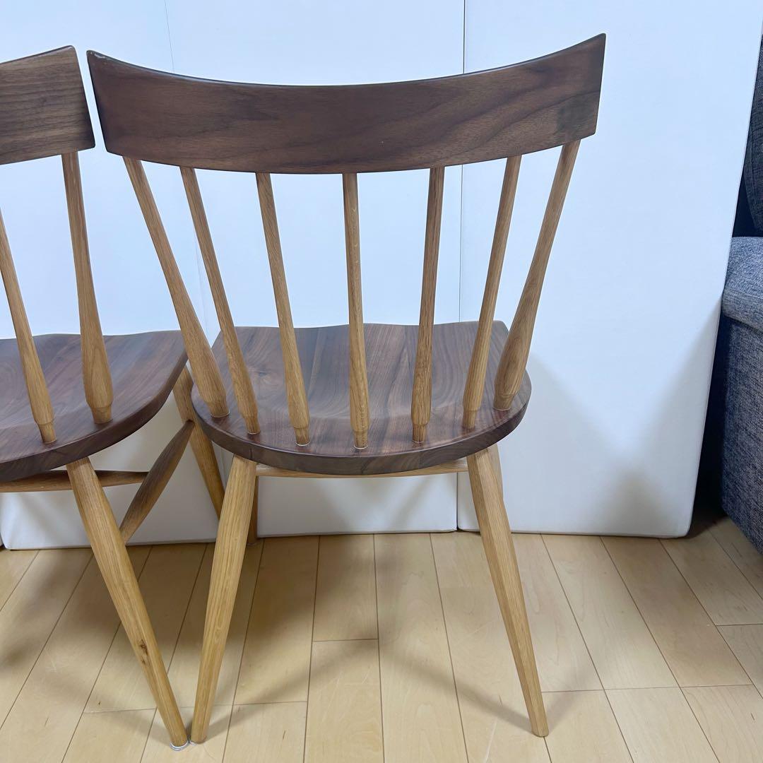 アコールチェア　ウィンザー　ウォールナット無垢　オーク無垢　座刳り加工アーコール