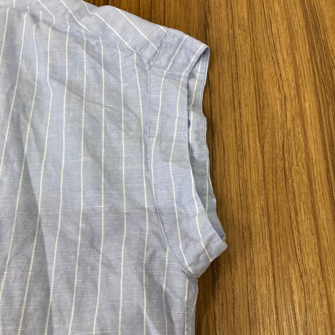 DANTON バンドカラーノースリーブシャツブラウス