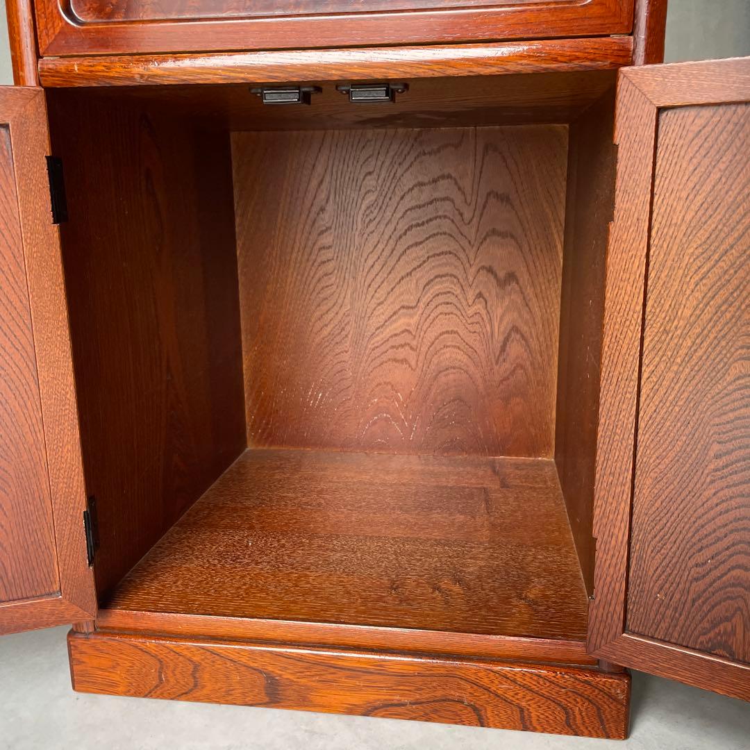 木製　欅　電話台　キャビネット　抽斗　観音開き　収納　和風　組手