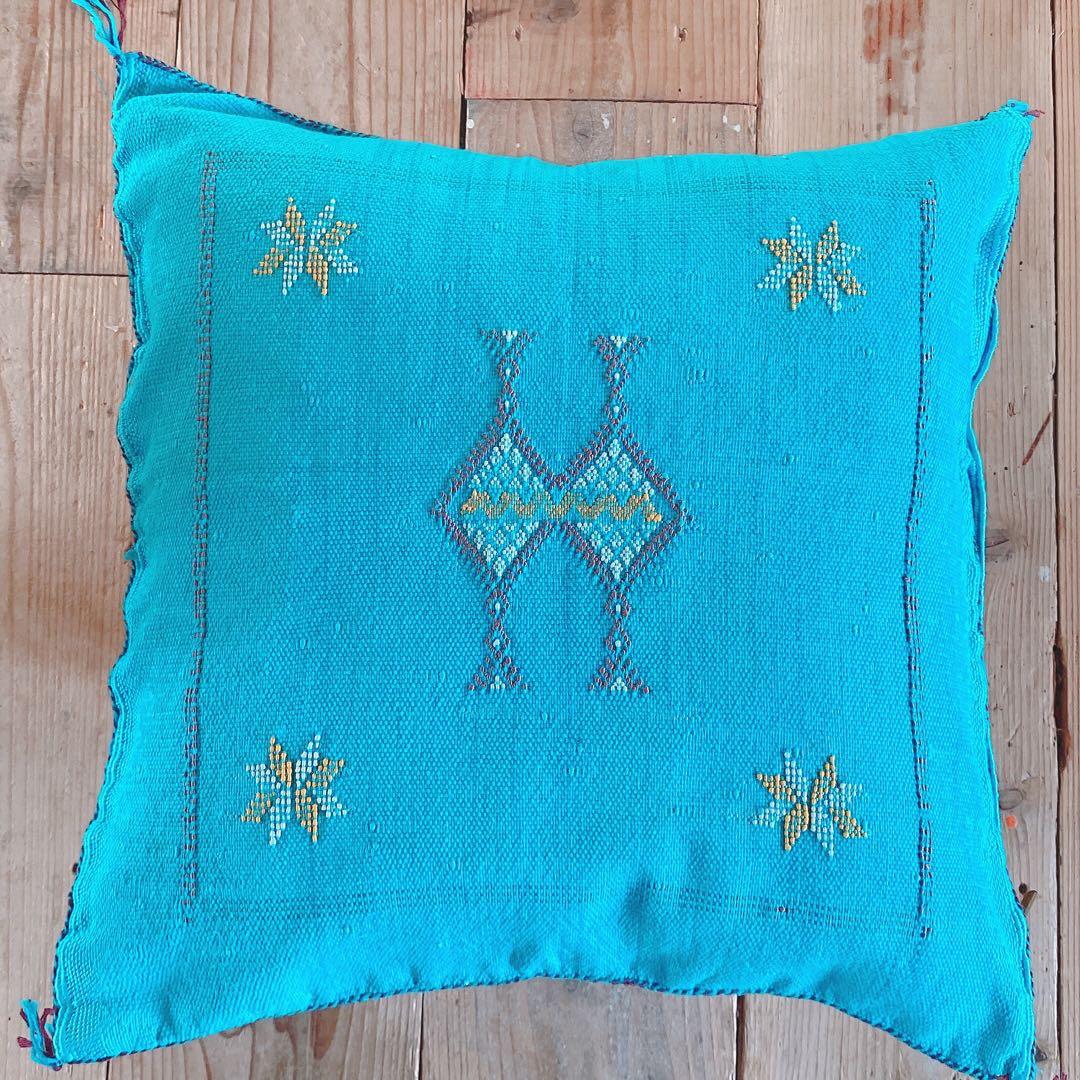 モロッコ製 カクタスシルク サブラ クッションカバー 約45×45〜47cm