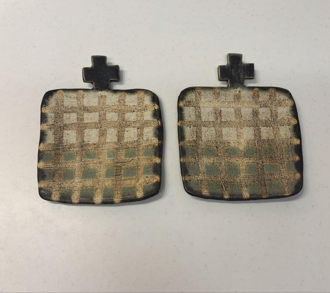 【新品未使用・大幅値下げ】本田あつみ　陶器　プレート　クロス　皿　ケーキ皿