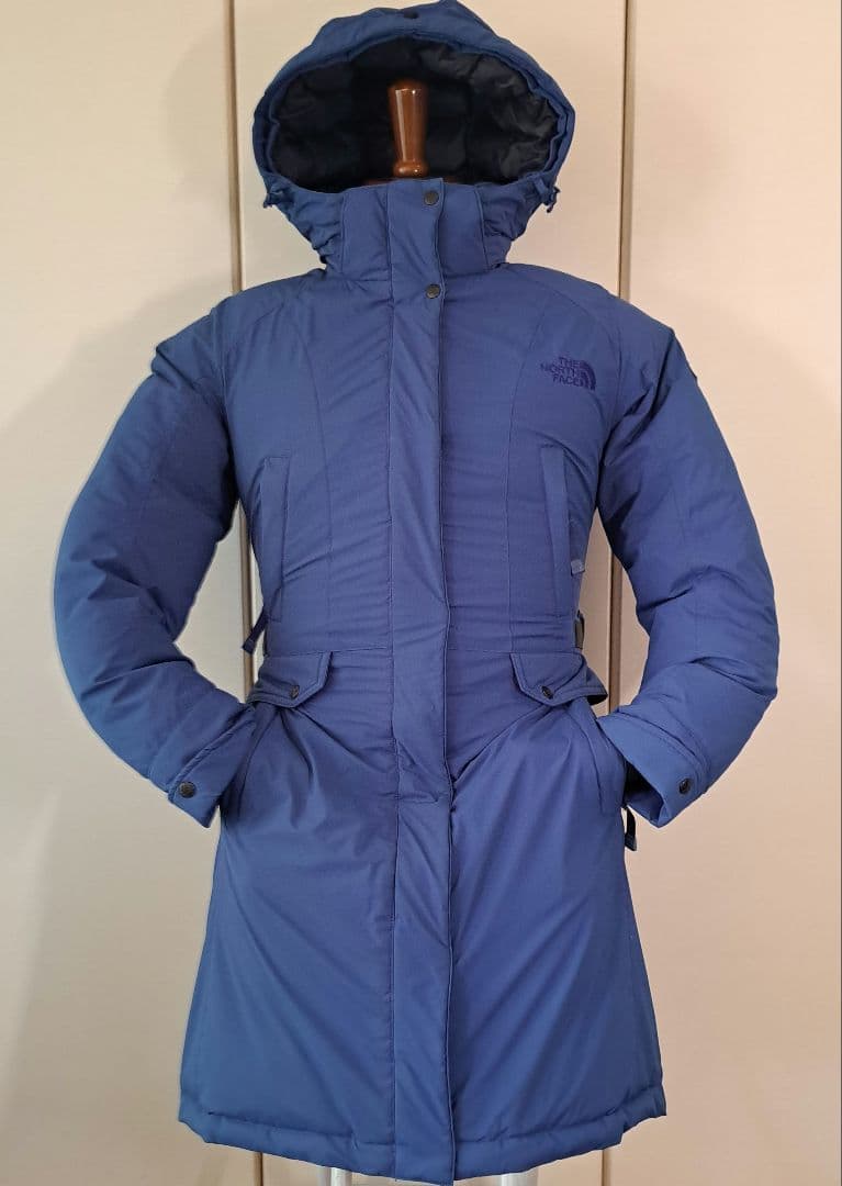 THE NORTH FACE 青レディースダウンジャケットフード付きL寸(90)