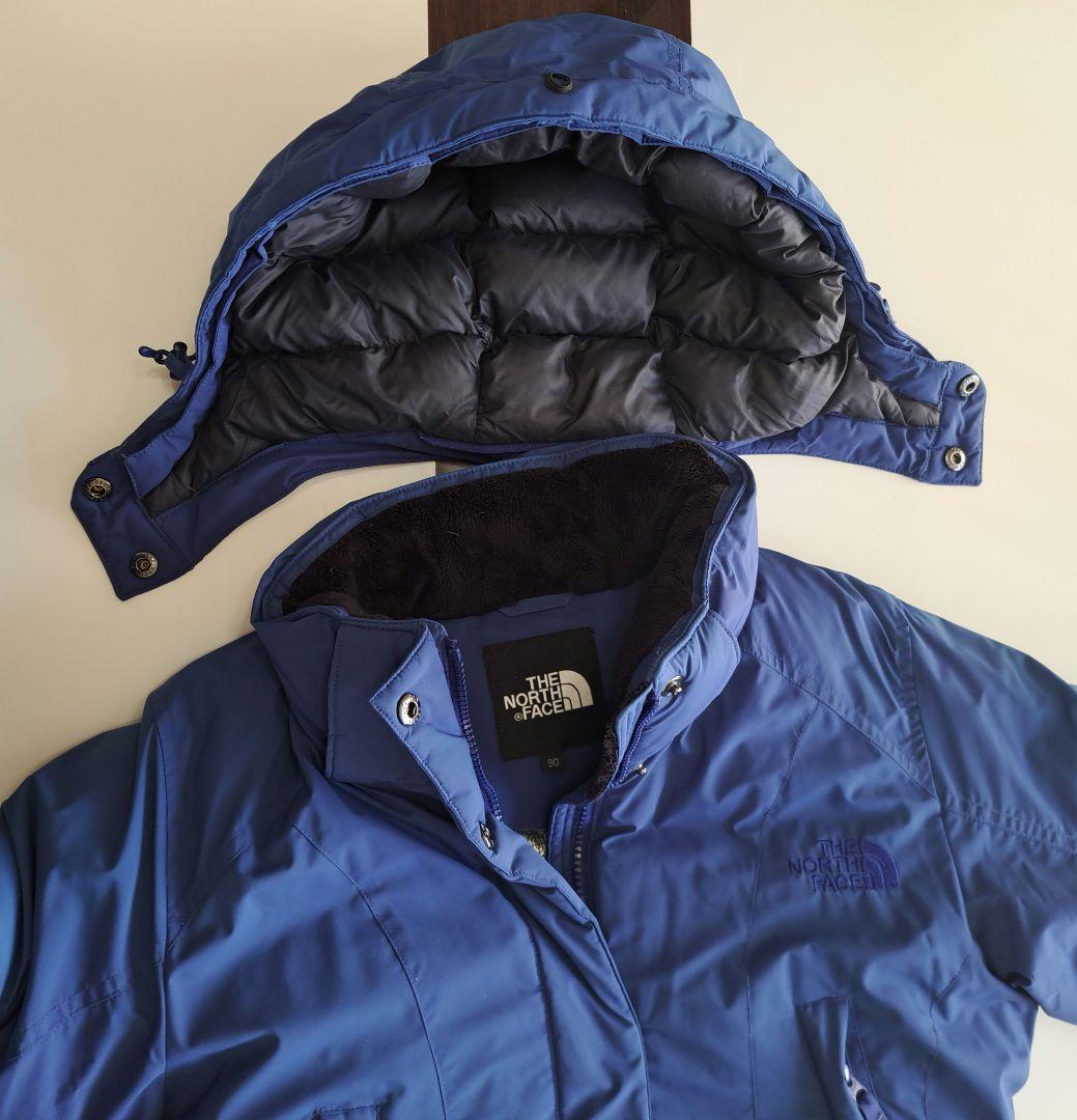THE NORTH FACE 青レディースダウンジャケットフード付きL寸(90)