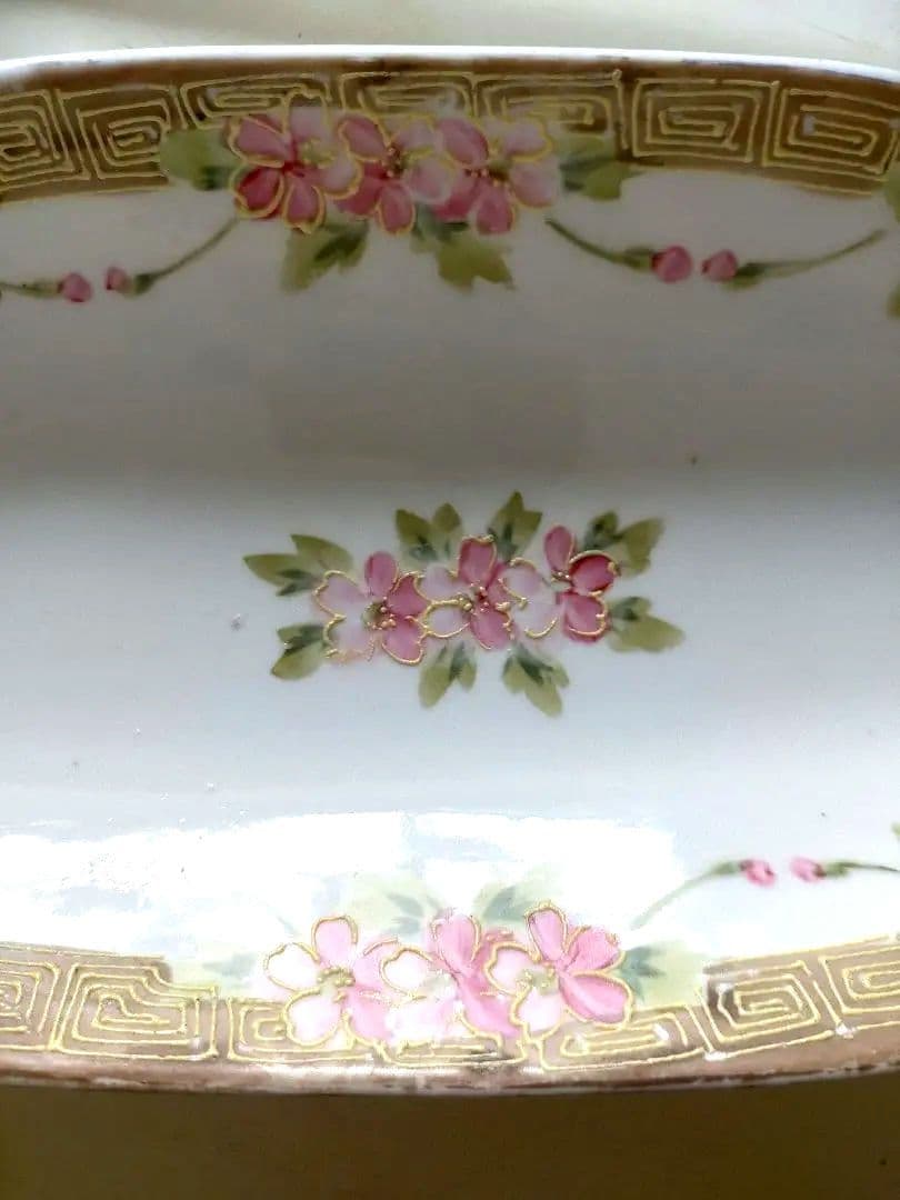 1891~1915年★カエデ印★オールドノリタケ 金彩盛り上げ花絵皿」