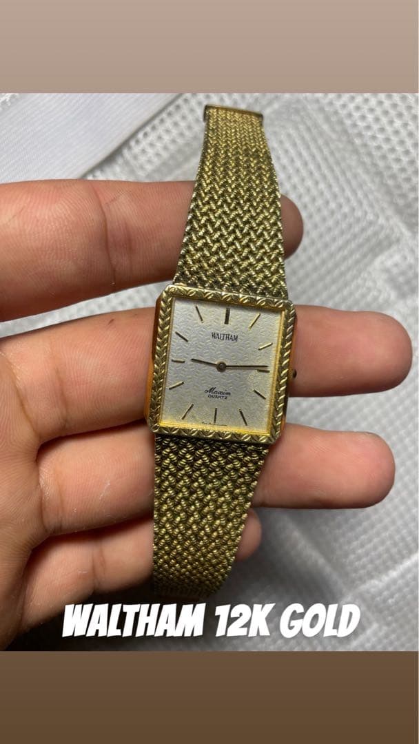 Waltham 12K金張り スクエアクオーツ腕時計 現状渡し