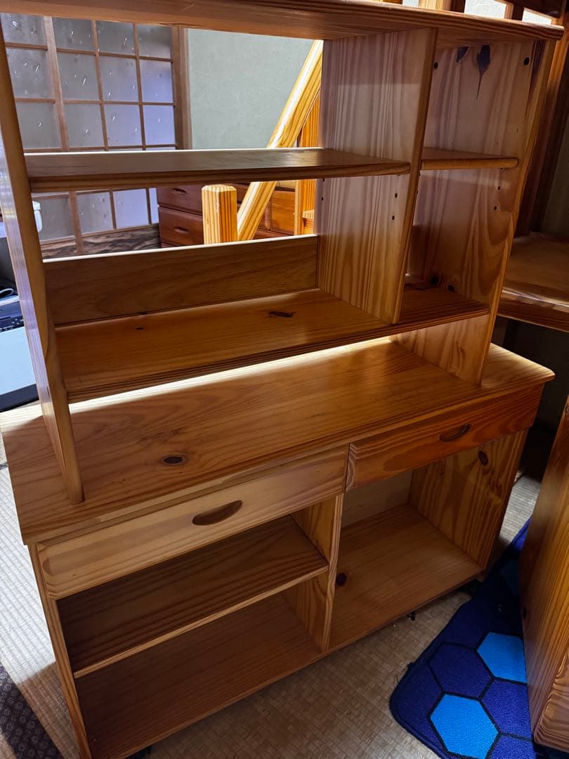 値下げ！引き取り限定！木製ロフトベッド 収納付きデスク