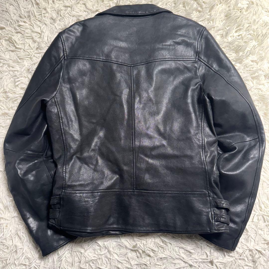 羊革 ダブルライダース 黒×赤 キルティング　y2k ロックテイスト　レディース