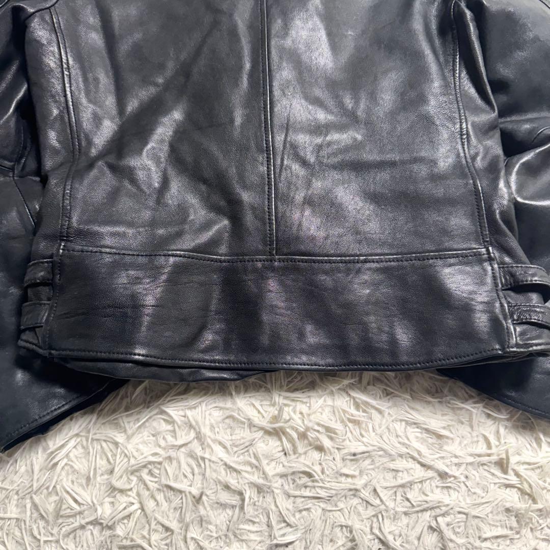 羊革 ダブルライダース 黒×赤 キルティング　y2k ロックテイスト　レディース