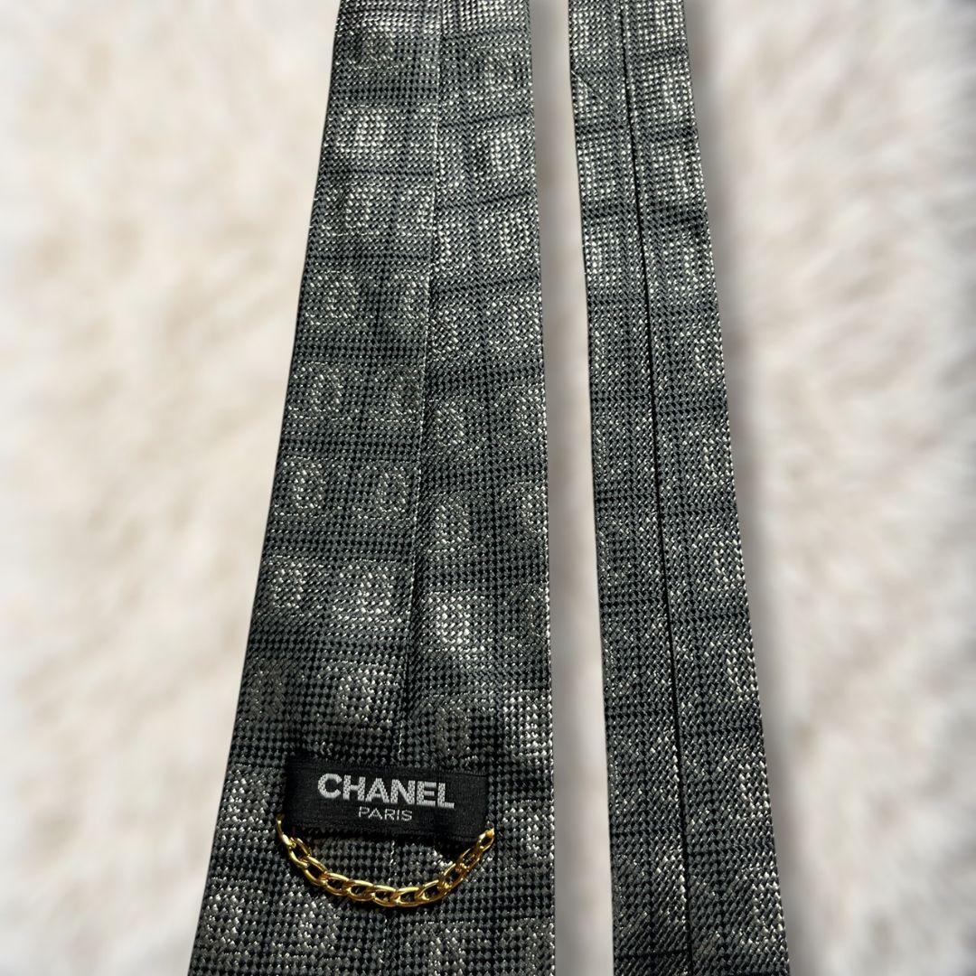 【未使用級✨】シャネル 総柄 ココマーク柄 金チェーン ジャガード グレー