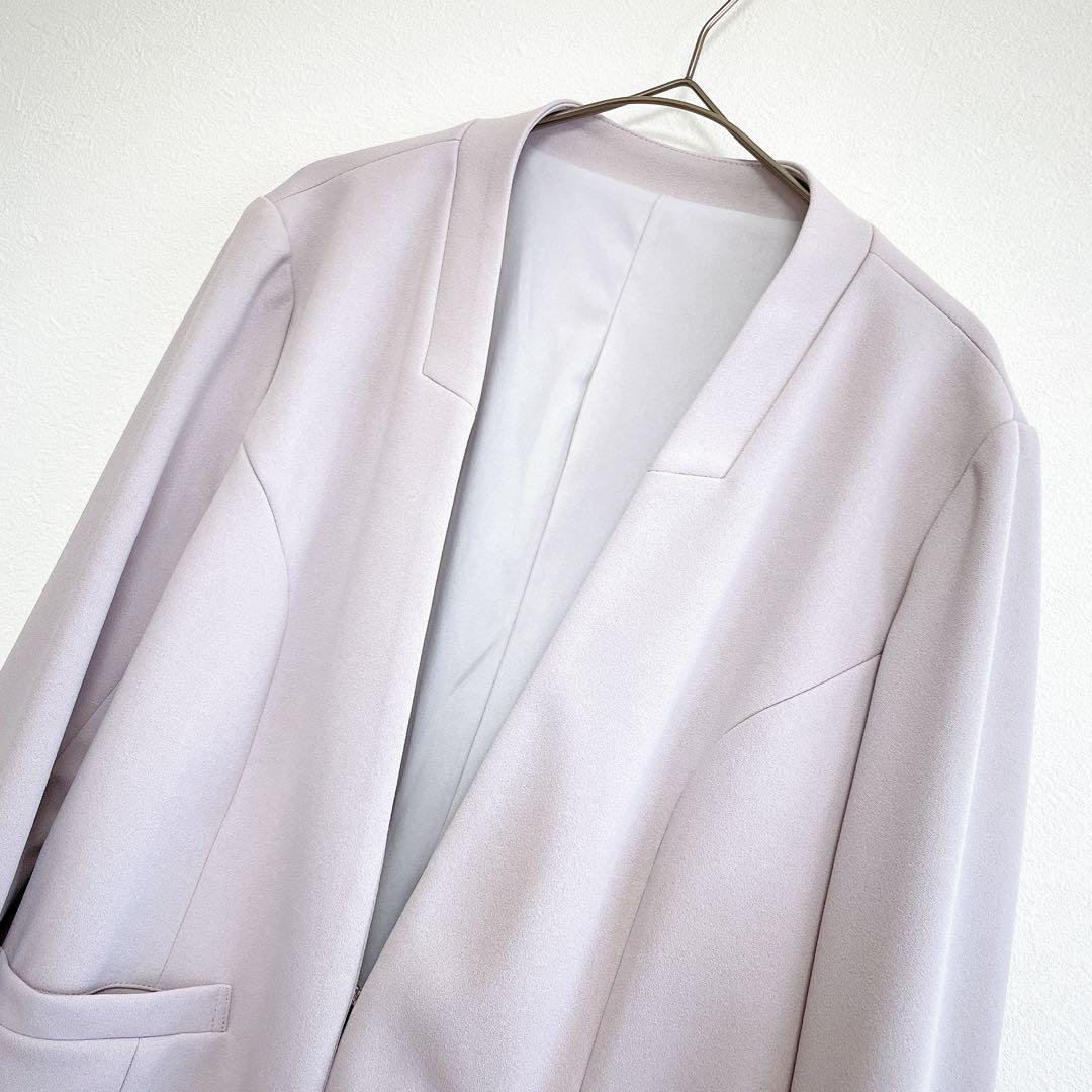 ホワイトジョーラ ワーママ スーツ カラーレス グレージュ 大きいサイズ 七五三