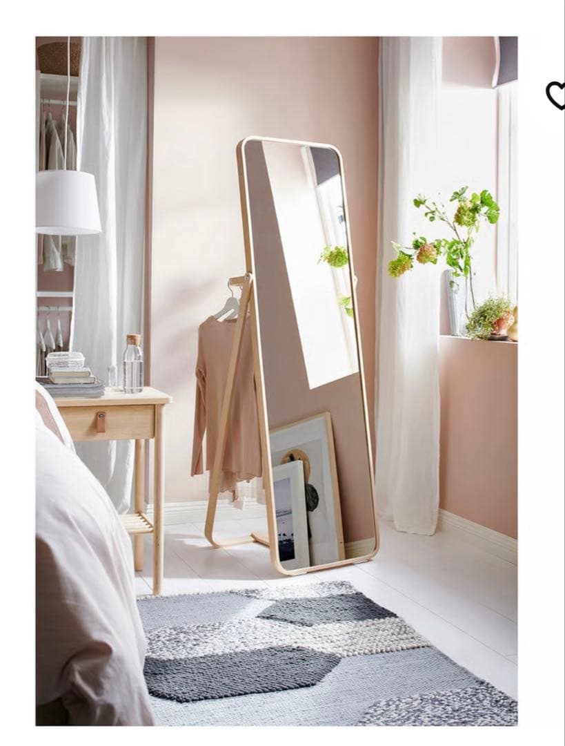 【IKEA】IKORNNESイコルネス スタンドミラー アッシュ52x167cm