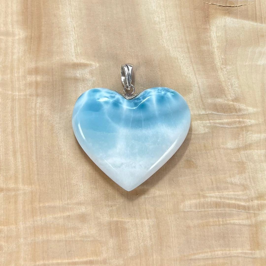 ハイクオリティ　ラリマー　可愛いハート型　ネックレス　8