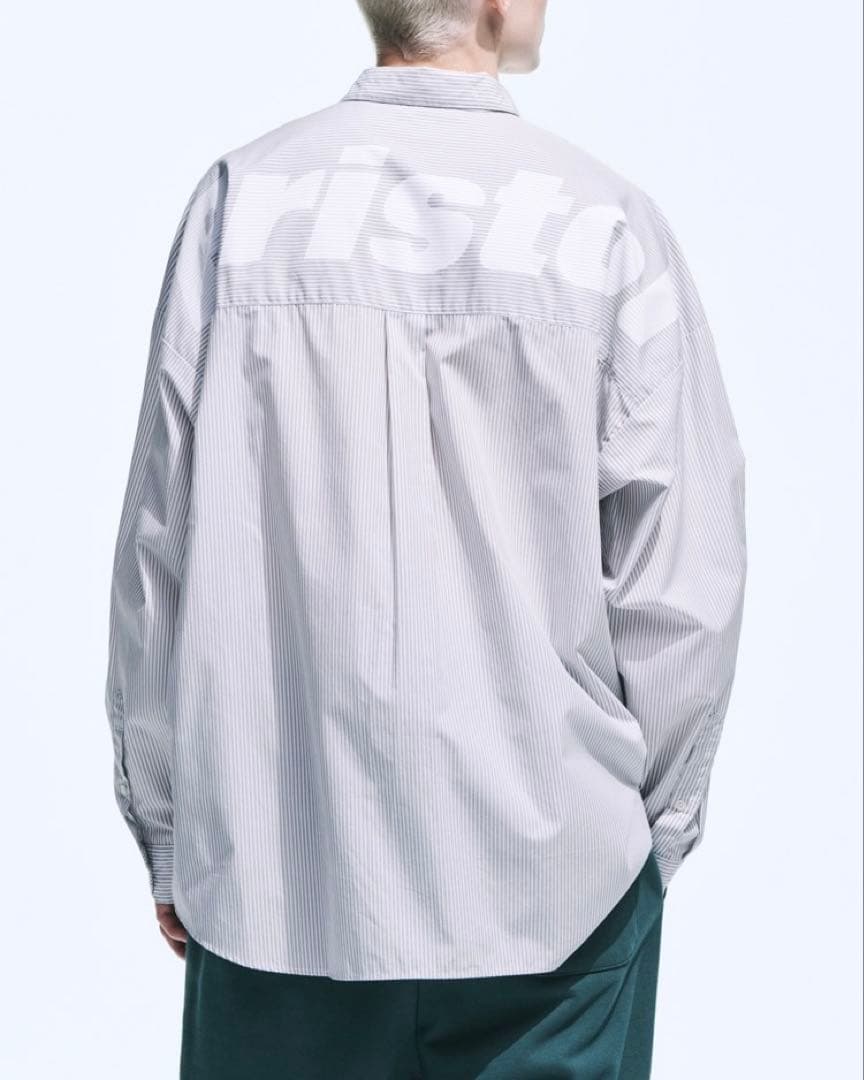 美品 FCRB 25SS ビッグ ロゴ プリント ストライプ バギー シャツ L