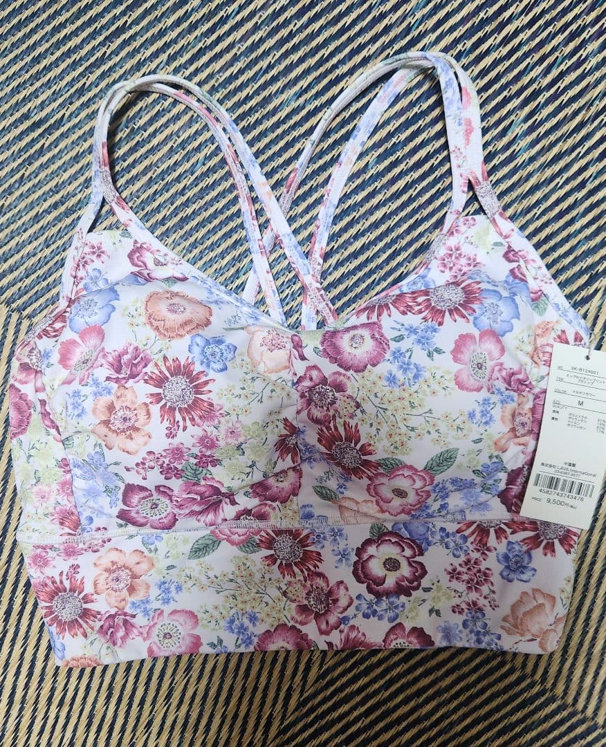 スカーラ　ヨガウェア　エンブロイダリープリントブラトップ+レギンス　セット