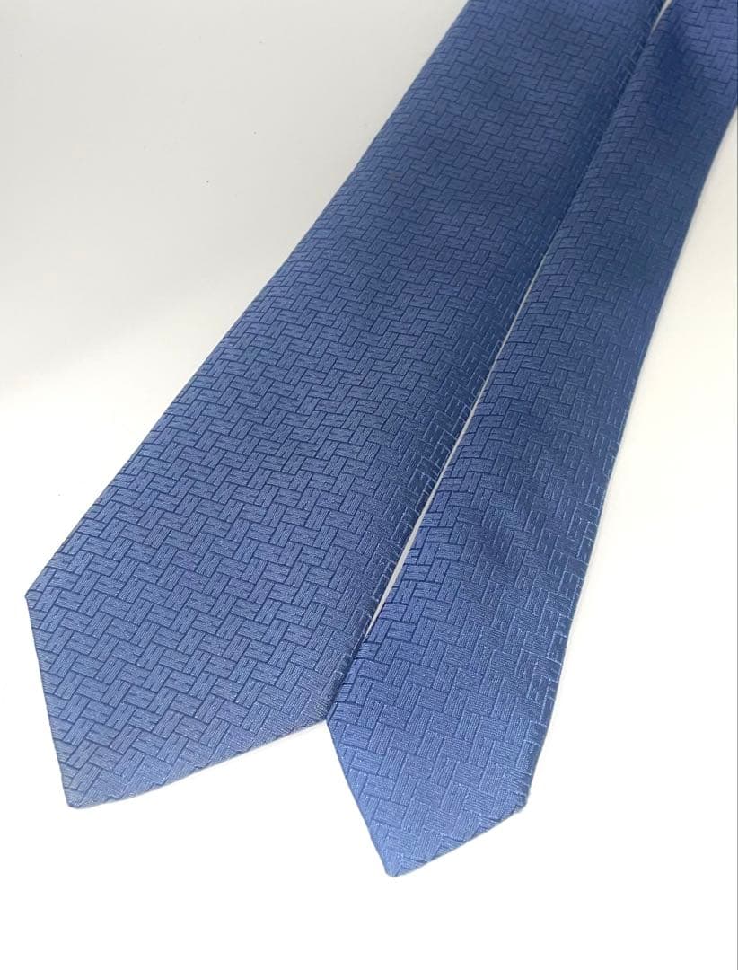 美品 エルメス ハイブランド ネクタイ ファソネ H柄 ブルー系 高級