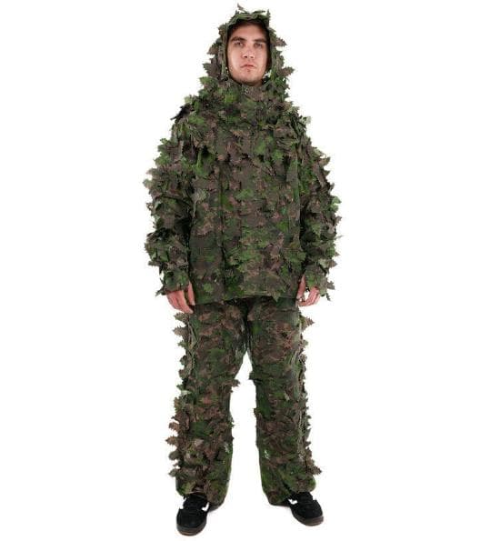 サバゲー装備 ギリースーツ 上下セット フェイスマスク付き 迷彩 3Dリーフ
