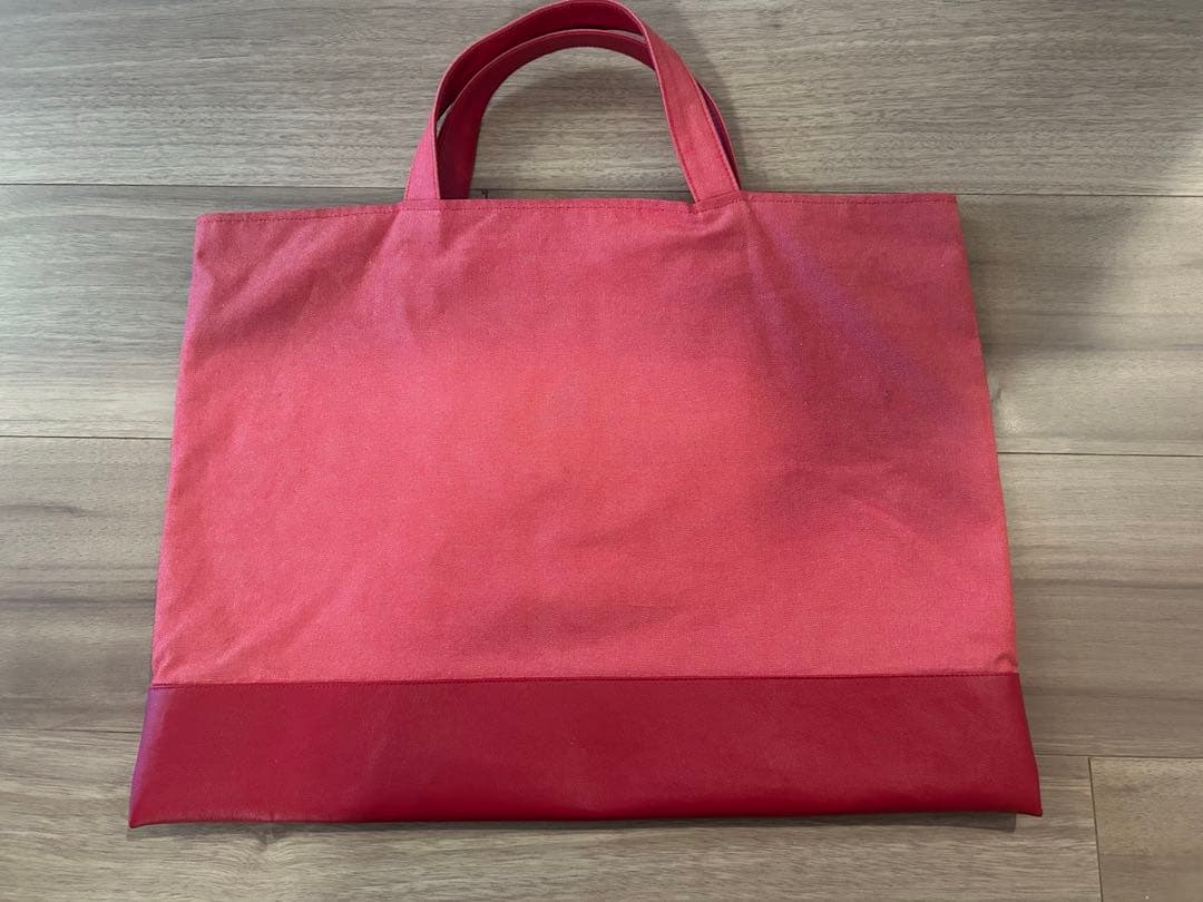 ファミリア　デニムバッグ　赤　レッスンバッグ